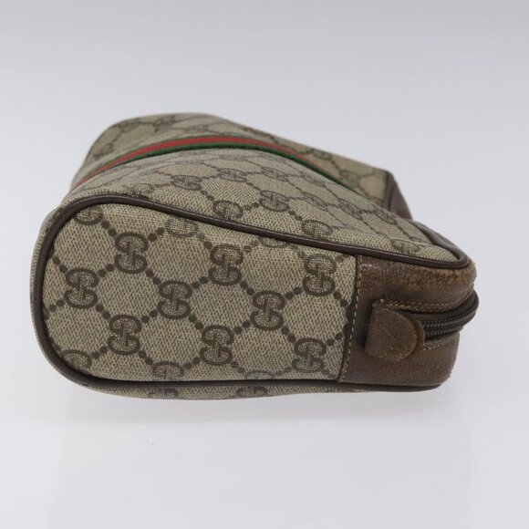 GUCCI GG Supreme Web Sherry Line Clutch Bag PVC Beige Red 56 01 012 Auth th5648 - Picture 3 of 12